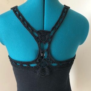 Black crochet lace tank